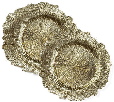 Kaarsenbord/plateau goud asymmetrisch 33 cm rond - 6x - Action products