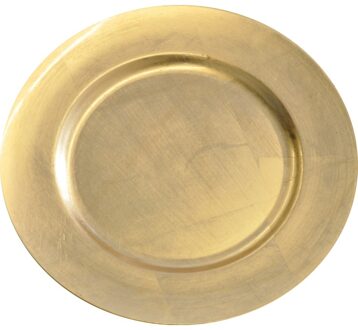 Kaarsenbord/plateau goud glimmend 33 cm rond - Kaarsenplateaus Goudkleurig