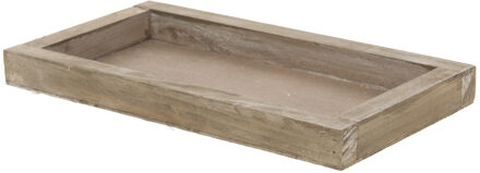Kaarsenbord/plateau - rechthoekig - hout - naturel - 28 x 15 cm - Kaarsenonderzetter Bruin