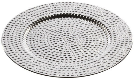 Kaarsenbord/plateau - rond - zilver - kunststof - D33 cm - Kaarsenonderzetter