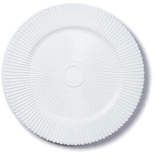 Kaarsenbord/plateau - wit structuur - kunststof - 33 cm - rond - kaarsen onderzetter