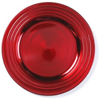 Kaarsenbord - rood - 33 cm - kunststof - rond - kaarsenbord - kaarsen plateau