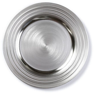 Kaarsenbord - zilver - 33 cm - rond - kunststof - plateau - onderbord voor kaarsen