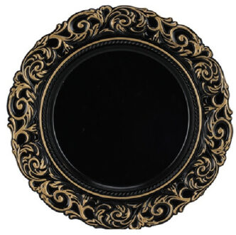 Kaarsenborden/onderborden - rond - zwart - kunststof - D36 cm - kaarsonderzetter