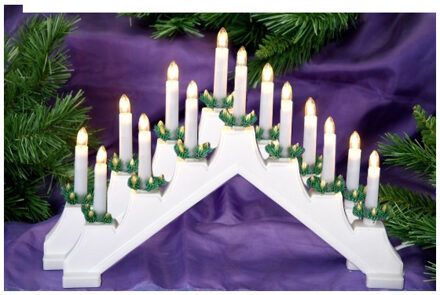 Kaarsenbrug - 2x - wit - 7 led lampjes - netstroom - wit licht - kerstverlichting - kerstversiering