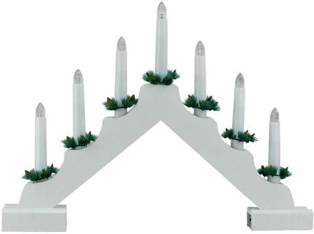 Kaarsenbrug wit met LED verlichting warm wit 7 lampjes 42 cm