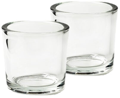 Kaarsenhouder - Set van 4x stuks - Waxinelichtjeshouder - transparant - glas - 12 cm