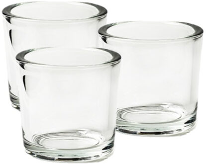 Kaarsenhouder - Set van 6x stuks - Waxinelichtjeshouder - transparant - glas - 12 cm