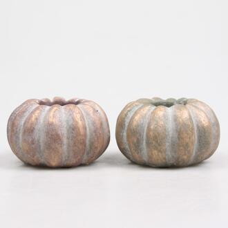 Kaarsenstandaard pompoen 11x11x6,4cm goud