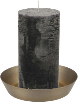 Kaarshouder/ mini schaaltje voor stompkaars - goud - metaal - D10 x 2 cm