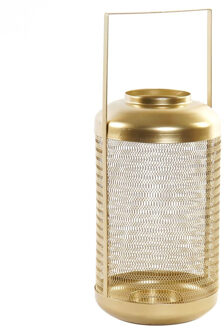 Kaarshouder/windlicht goud metaal 34 cm