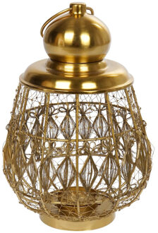 Kaarshouder/windlicht goud metaal 36 cm
