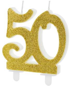 Kaarsje 50 glitter goud