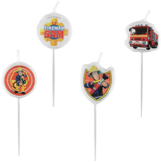 Kaarsjes Brandweerman Sam (4 stuks)