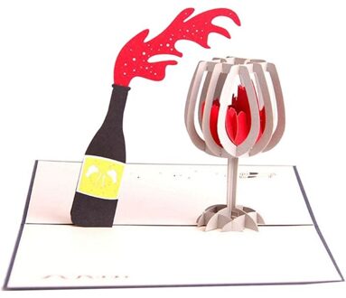 Kaarten 3D Pop Up Rode Wijn Dank U Wenskaarten Voor Elke Gelegenheid