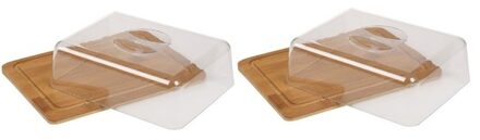 Kaas opbergdoos - 2x - met deksel - 25 x 20 cm - Kaasplanken - Opbergdoos