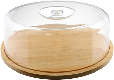 Kaas/taart vershouddoos - bamboe - rond - doorzichtig?- 28 x 10 cm