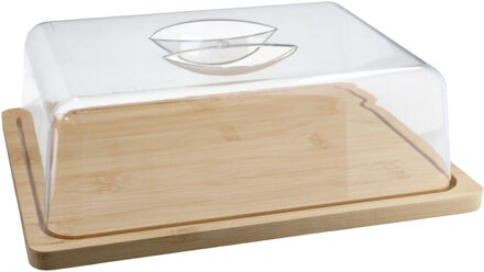 Kaasdoos - bamboe - rechthoekig - doorzichtig?- 24 x 18 x 7 cm?