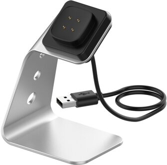 Kabel Beugel Aluminium Lader Voor Fitbit Versa 3/Fitbit Gevoel Horloge Met Chip Bescherming En Ondersteuning Voor Snel opladen Zilver