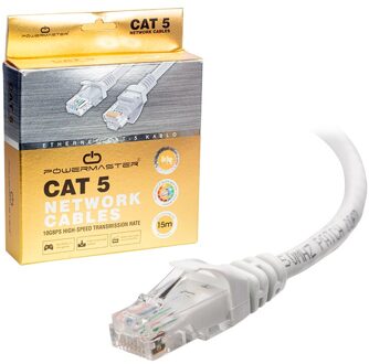 Kabel. CAT5 15 Meter Grijs Boxed Powermaster