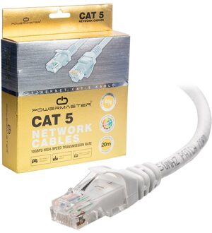 Kabel. CAT5 20 Meter Grijs Boxed Powermaster