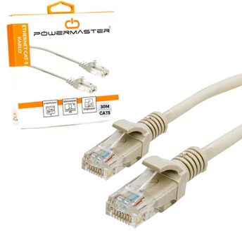 Kabel. CAT5 30 Meter Grijs Boxed Powermaster