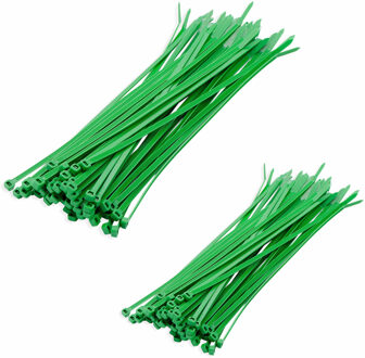 Kabelbinders/tie-wraps pakket groen 400x stuks in 2 verschillende formaten