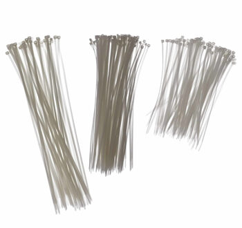 Kabelbinders/tie-wraps pakket wit 250x stuks in 3 verschillende formaten