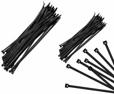 Kabelbinders/tie-wraps pakket zwart 300x stuks in 3 verschillende formaten