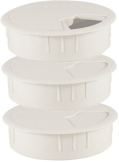 Kabeldoorvoer element - 3x - wit - Dia 60 mm - Elektra kabeldoorvoeren buizen en goten