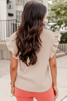 Kabelgebreide Coltrui met Rimpelrokken Bruin