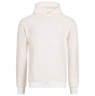 Kabelgebreide Heren Off White Hoodie Wit - S