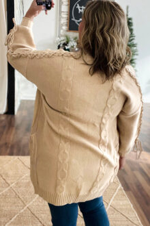 Kabelgebreide Mouwloze Cardigan - maat XL Bruin