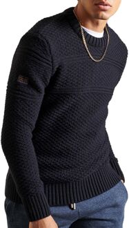 Kabelgebreide trui in wolblend Donkerblauw - XL