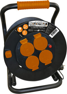 Kabelhaspel - 25m - 4 stopcontacten - 3600W - IP44 Oranje