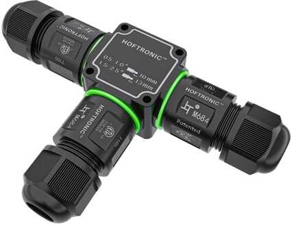 Kabelverbinder - T-vorm - IP68 waterdicht - Gereedschapsloos - Voor 2 en 3 aderige kabels (4-11mm) Zwart
