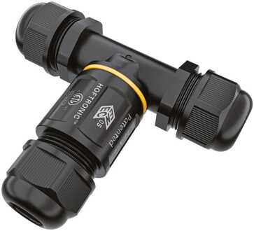 Kabelverbinder - T-vorm - IP68 waterdicht - Koppelstuk - Geschikt voor 4-11mm kabeldikte Zwart
