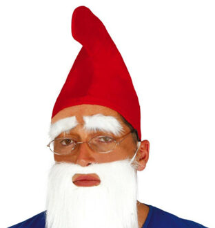 Kabouter/dwergen puntmuts - 54 cm - polyester - rood - voor volwassenen - verkleden