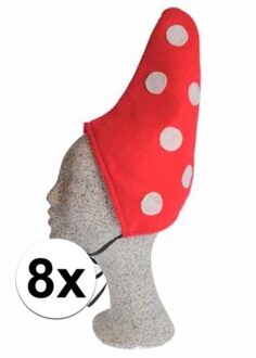 Kabouter kindermuts met stippen 8x - Verkleedhoofddeksels Rood