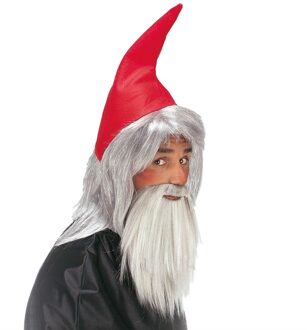 Kaboutermuts met baard voor volwassenen - Carnaval verkleed set - Dwergen/kabouters Rood