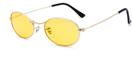 Kachawoo Ovale Zonnebril Voor Mannen Kleine Metalen Frame Zwart Rood Roze Retro Zonnebril Vrouwen Jaar goud met geel