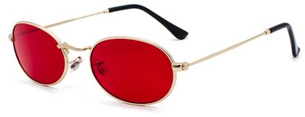 Kachawoo Ovale Zonnebril Voor Mannen Kleine Metalen Frame Zwart Rood Roze Retro Zonnebril Vrouwen Jaar goud met rood
