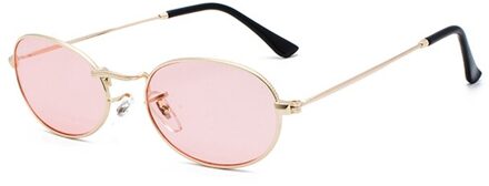 Kachawoo Ovale Zonnebril Voor Mannen Kleine Metalen Frame Zwart Rood Roze Retro Zonnebril Vrouwen Jaar goud met roze