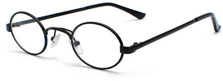 Kachawoo Vintage Brillen Mannen Kleine Ovale Metalen Retro Bril Frame Vrouwen Kleine Ronde Decoratie Accessoires zwart met doorzichtig