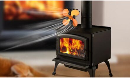 Kachel Fan 4 Blades, Aangedreven Kachel Ventilator Voor Houtkachel 55 ℃-75 ℃ Start zwart