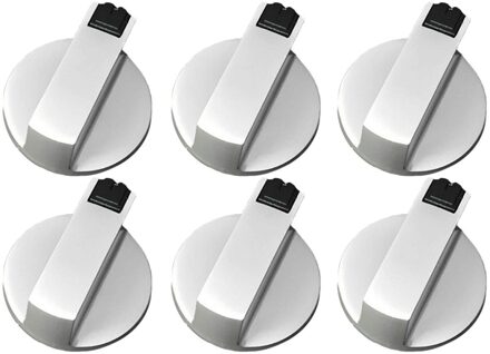 Kachels Fornuis Knoppen, Oven Knop 6 Stuks, zinklegering 6Mm Universal Silver Gasfornuis Bedieningsknoppen Adapters Oven Draaischakelaar Cooki