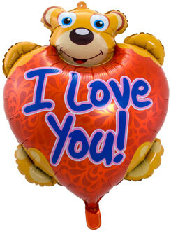 Kado ballon met helium I Love You teddybeer 80 cm