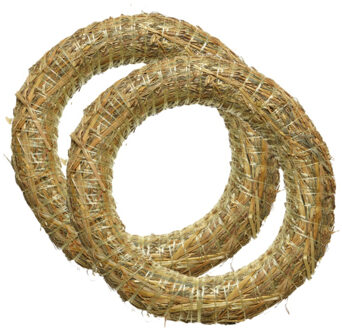 Kaemingk Decoratie krans van stro - 2x - 30 x 5 cm - DIY kransen maken