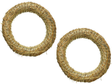 Kaemingk Decoratie krans van stro - Set van 4x stuks - 30 x 5 cm - DIY kransen maken