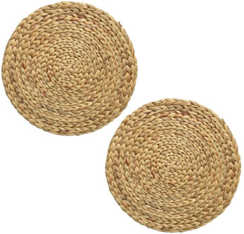 Kaemingk Placemat - 2x - naturel bruin - D35 cm - rotan gevlochten - rond - onderlegger - tafeldecoratie